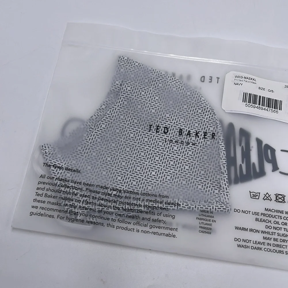 Ted Baker Black and White Face Mask TED BAKER LONDON Reversible Reusable NWT
